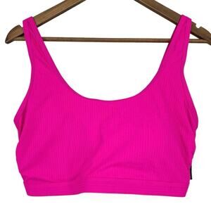 CALIFORNIA WAVES NWT Ribbed Adjustable Bralette Bikini Top Plus Size 20 Fuschia